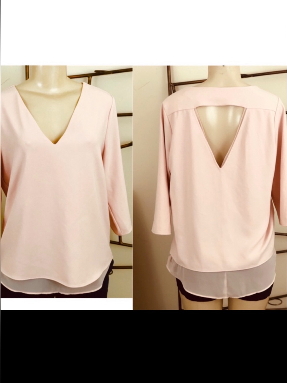 C&E Chic Women's V-Neck Blouse in Blush Pink